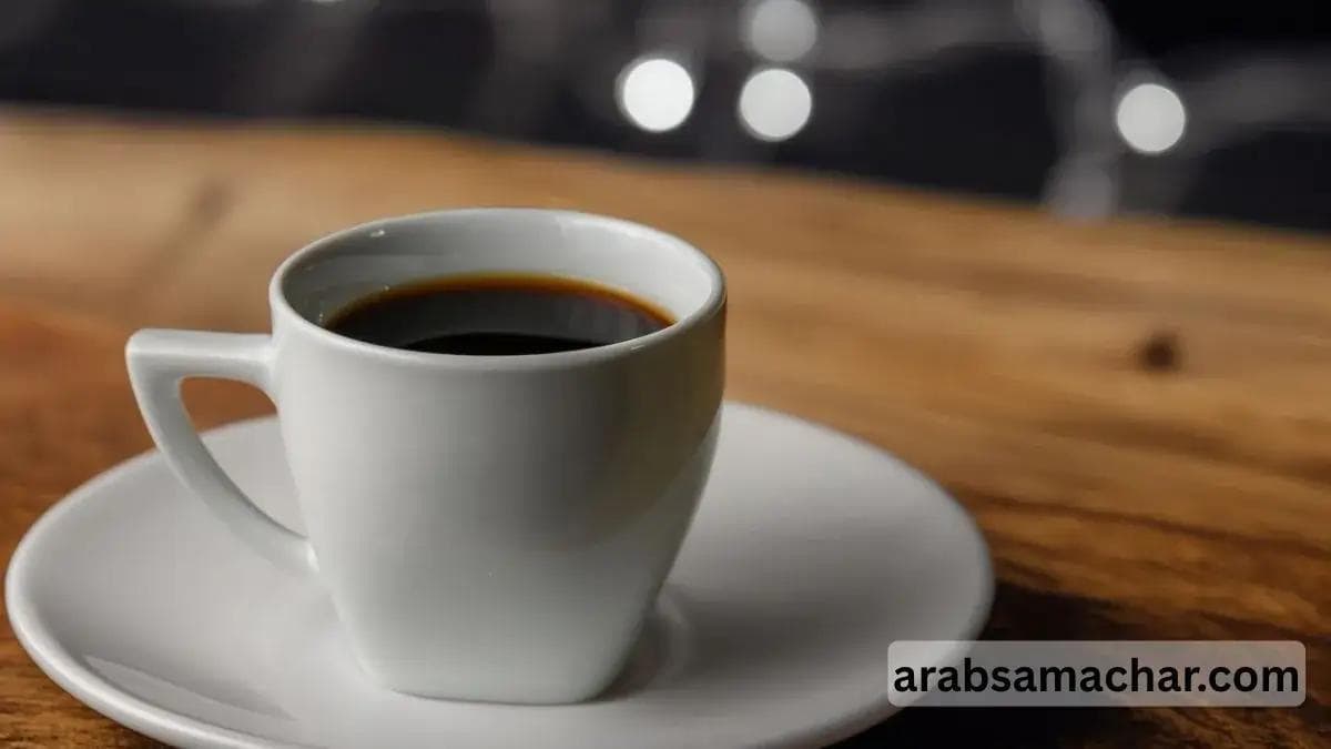 Hot Black Coffee in White Cup Plate