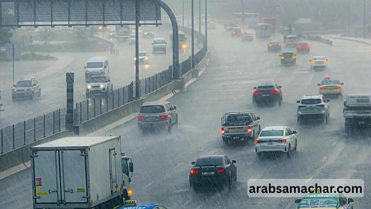 rain in uae on road