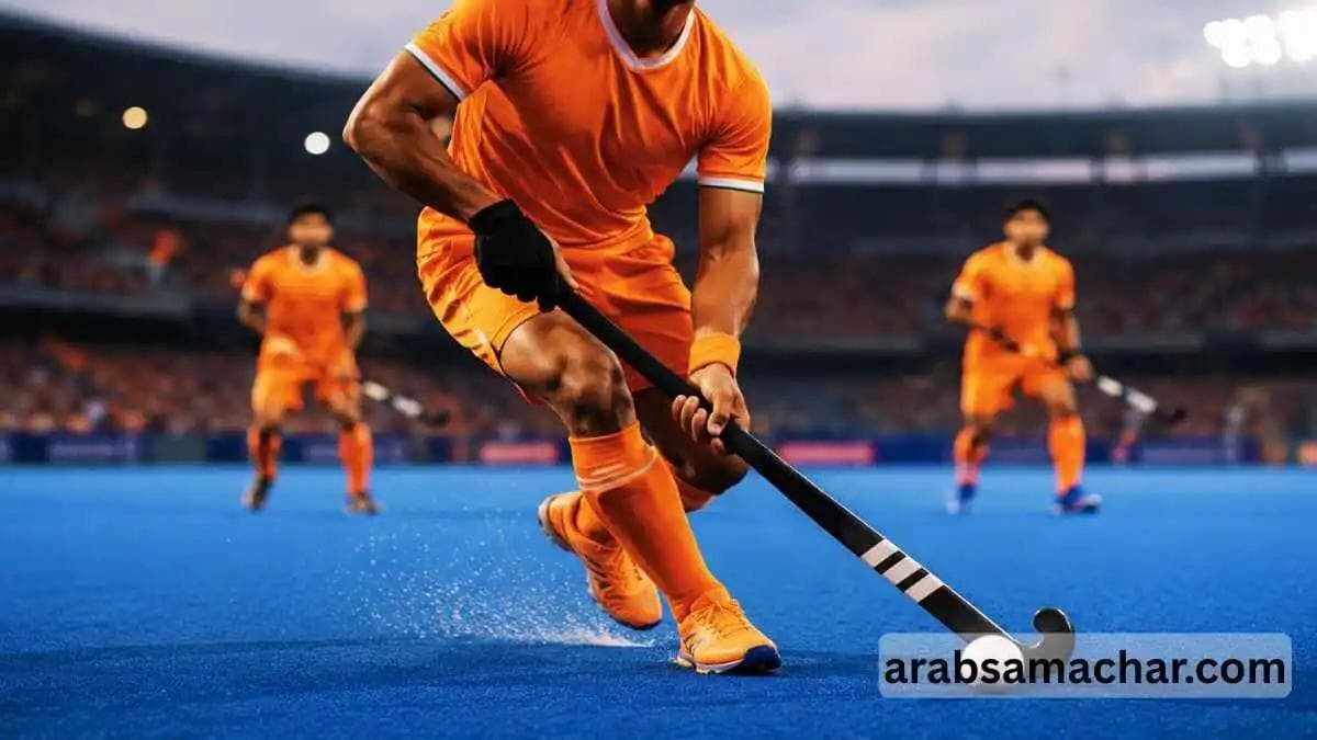 player playing hockey in orange jersey